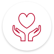 Icon of hands holding heart.