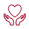 Icon of hands holding heart.