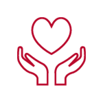 Hands holding heart icon.